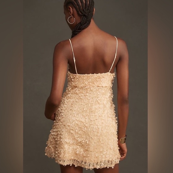 ANTHROPOLOGIE 3D FLORAL EMBELLISHED MINI DRESS PEACH SIZE S - Picture 4 of 10